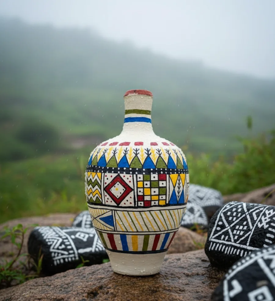 مزهرية حرفية ملونة
